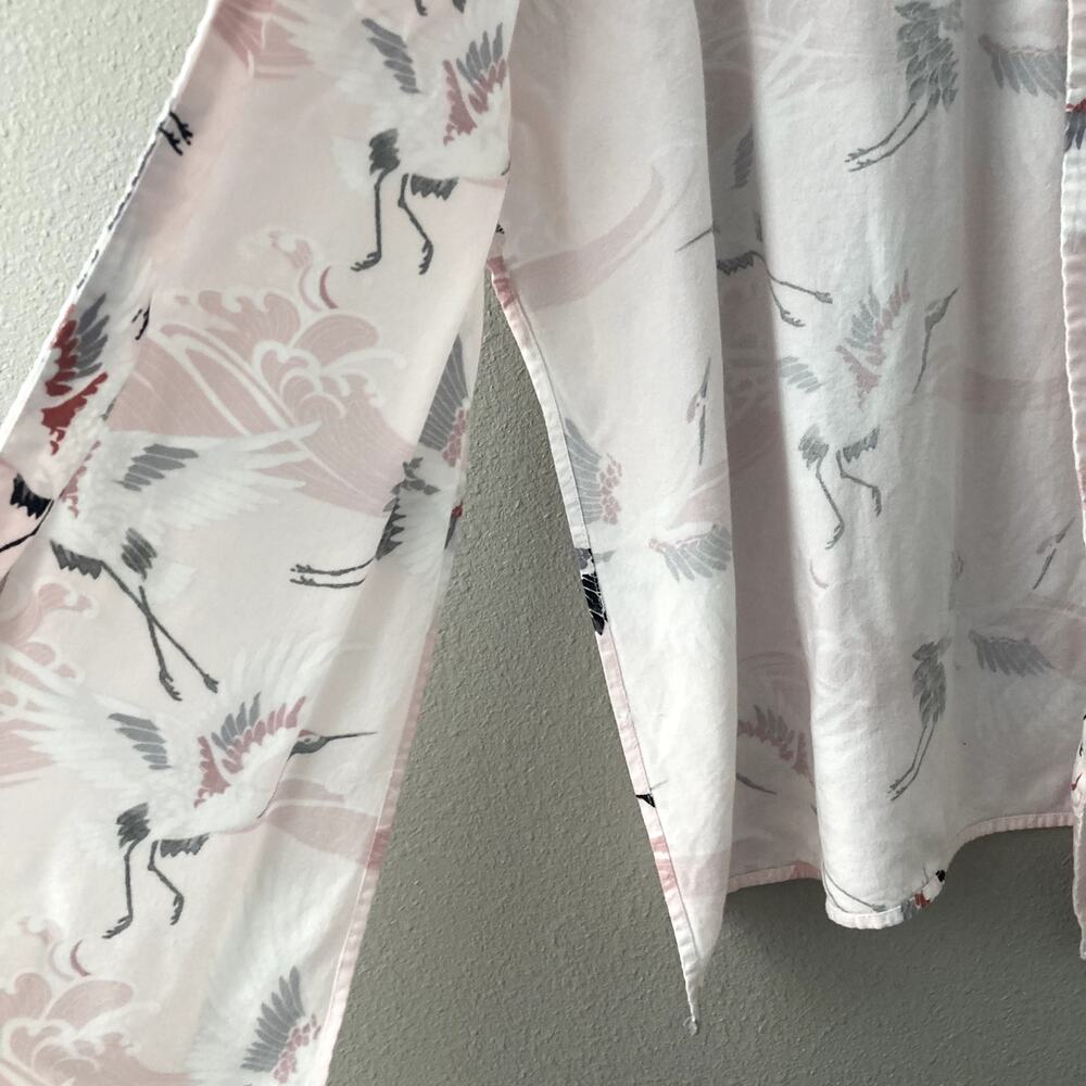 Forever 21 Longline Kimono Robe Coverup - Cranes - Pink White Black - Large - Picture 4 of 7